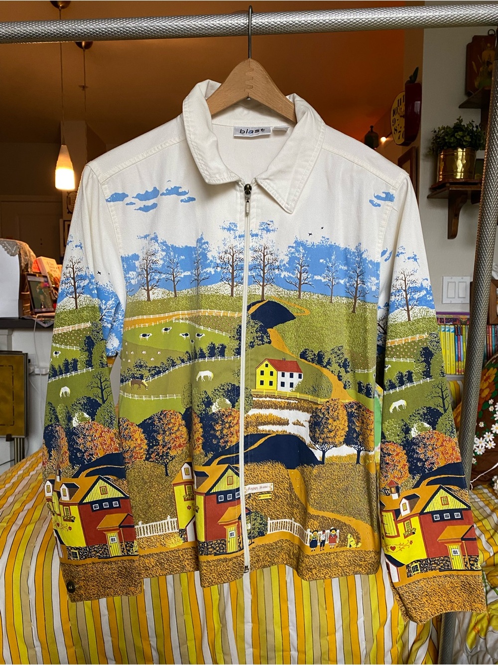 Vintage Blast Farmhouse Landscape Print Full-zip Jacket - Picture 2 of 7